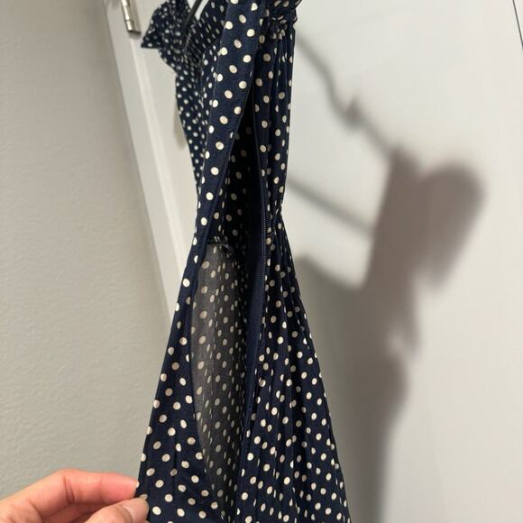Lulu’s Navy Polka Dot Off-Shoulder Maxi Dress - Small - Picture 7 of 9